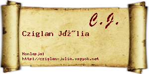 Cziglan Júlia névjegykártya